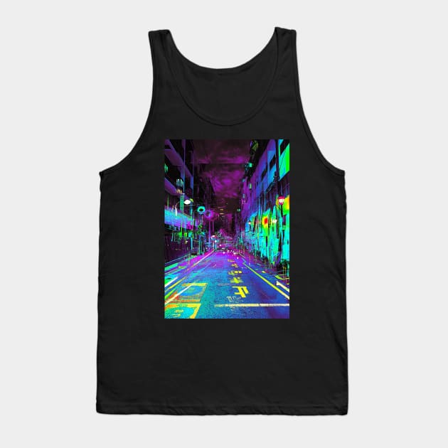 Tokyo Japan Alley Vaporwave Glitch Art Tank Top by GLITCH.HUB